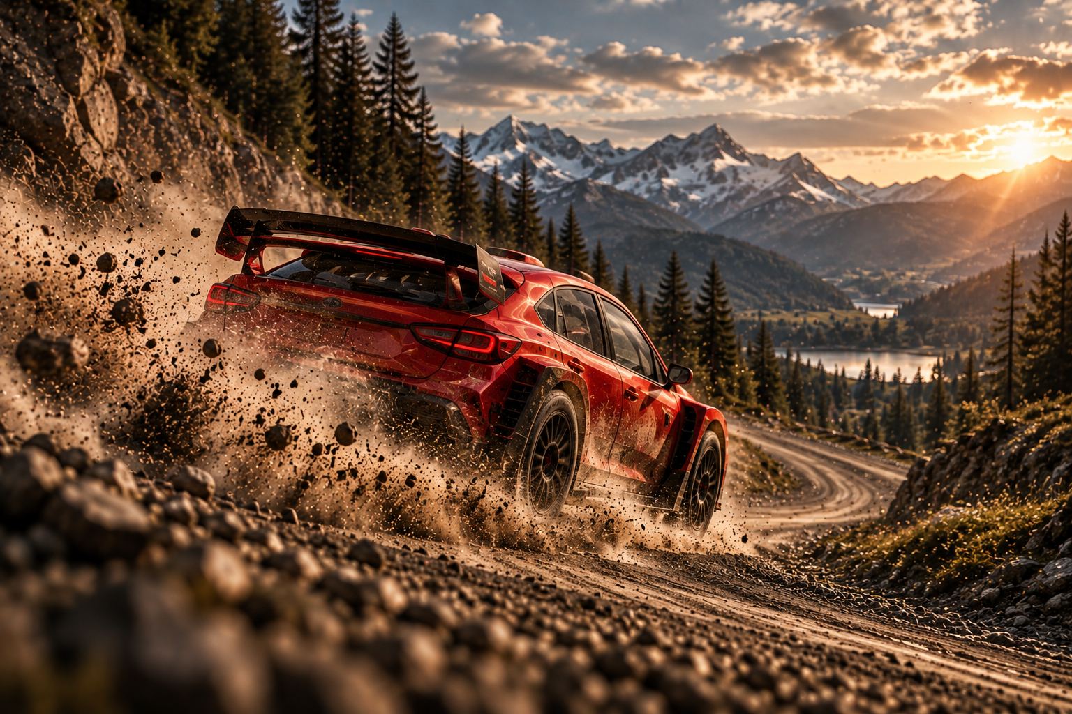 APEX RS rally car on a mountain rally stage