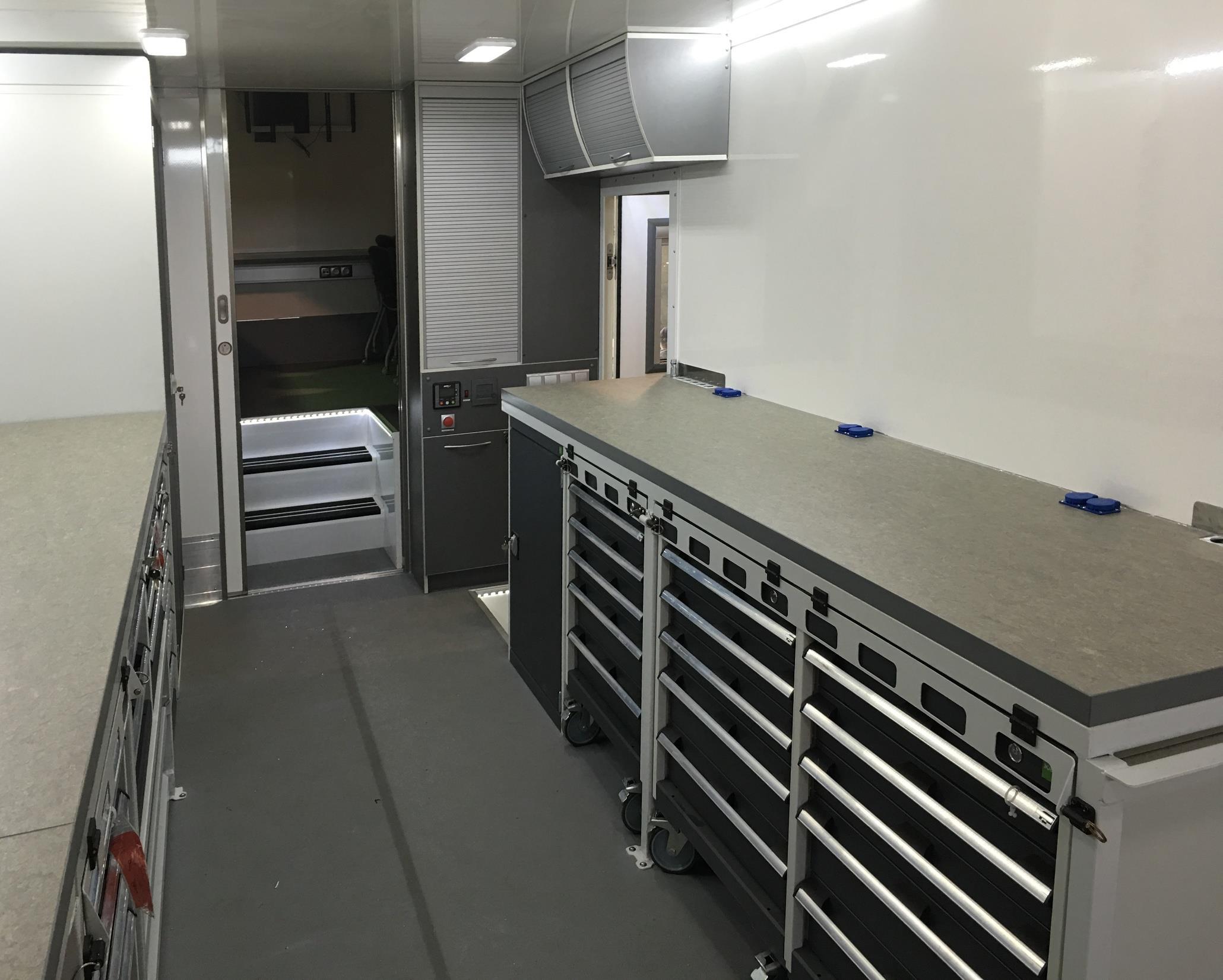 Mobile workshop fit-out inside the MAN TGX transporter